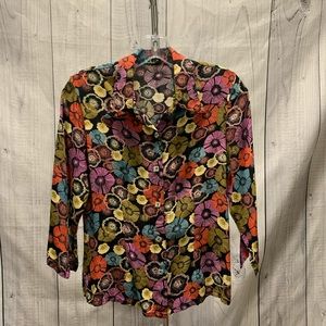 Ischiko Vibrant Multicolor Floral Button-Up Blouse